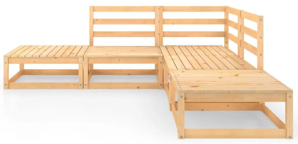 5 pcs conjunto lounge de jardim pinho maciço