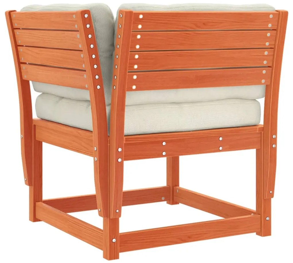 6 pcs conj. sofás jardim almofadões pinho maciço castanho cera