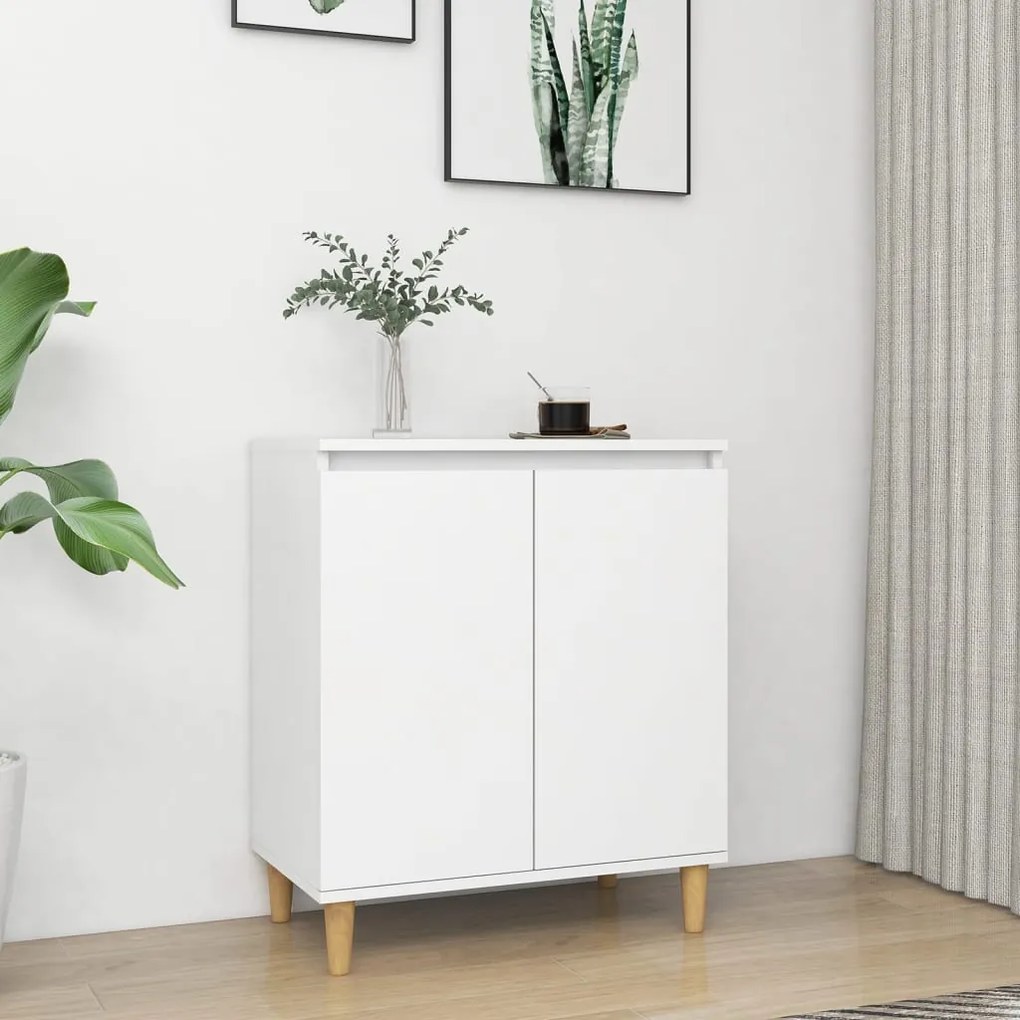 806067 vidaXL Aparador c/ pernas de madeira 60x35x70 cm contraplacado branco