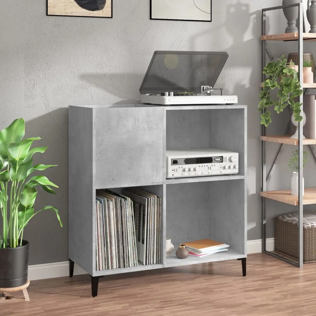 vidaXL Armário p/ discos 84,5x38x89 cm derivados madeira cinza-cimento