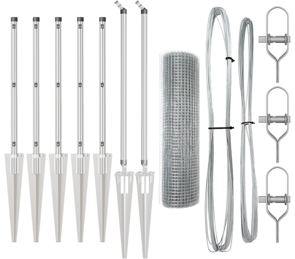Conjunto de Poste de Cerca Conjunto de 2 Aço galvanizado 10 x 0.5 m