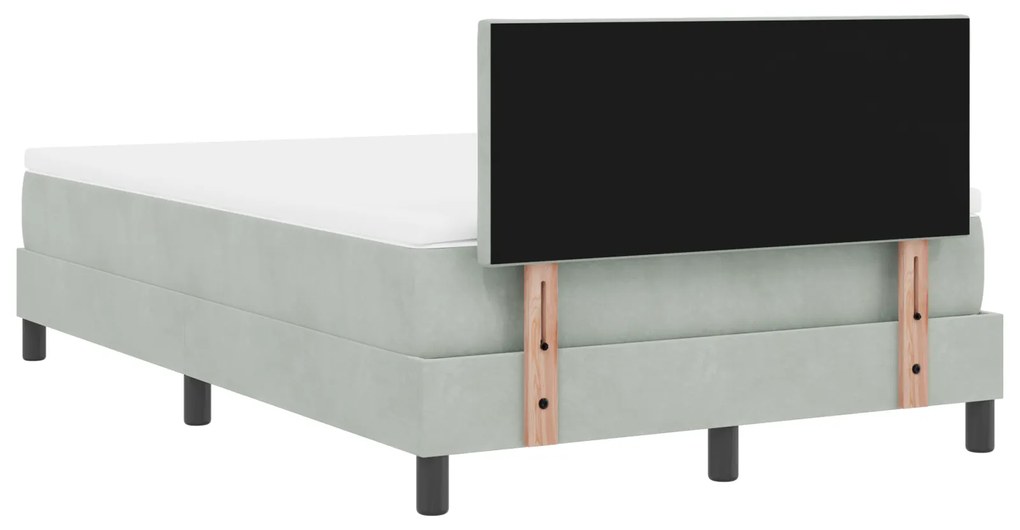 Cama Box com Colchão vidaXL Cinza Claro 120x200 cm Veludo