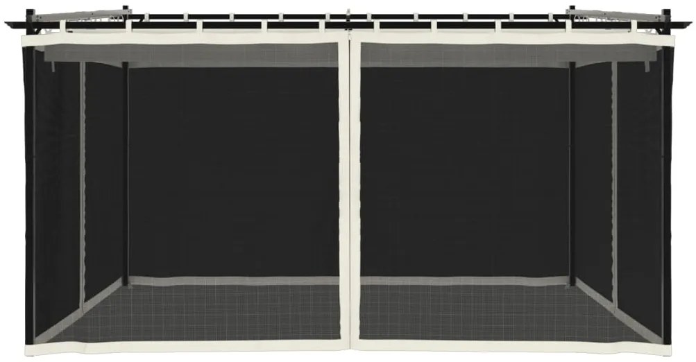 Gazebo com paredes de malha 4x3 m aço creme