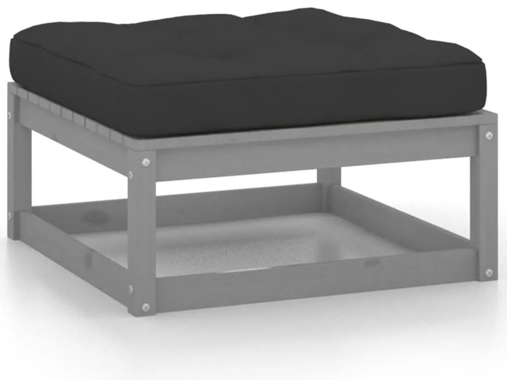 11 pcs conj. lounge jardim c/ almofadões pinho maciço cinzento
