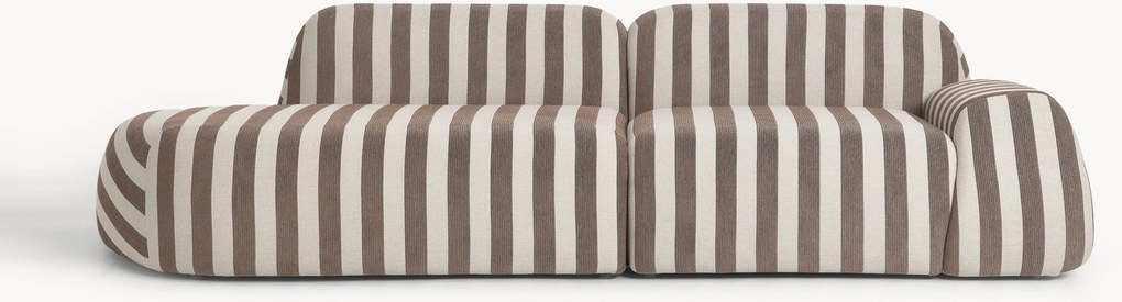 Módulo com chaise longue às riscas Wolke (3 lugares)