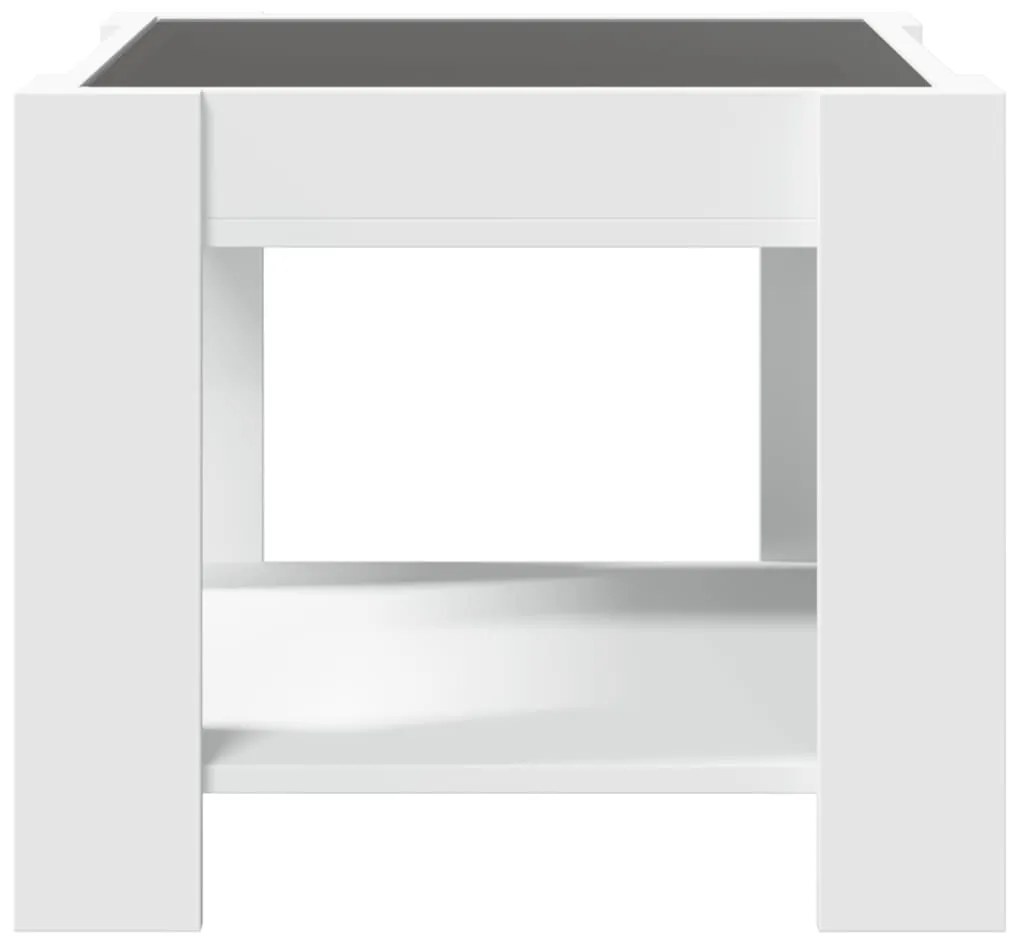 Mesa de centro c/ LEDs 53x53x45 cm derivados de madeira branco