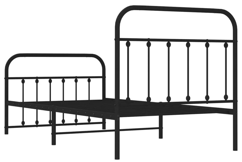 Estrutura de cama com cabeceira e pés 100x190 cm metal preto