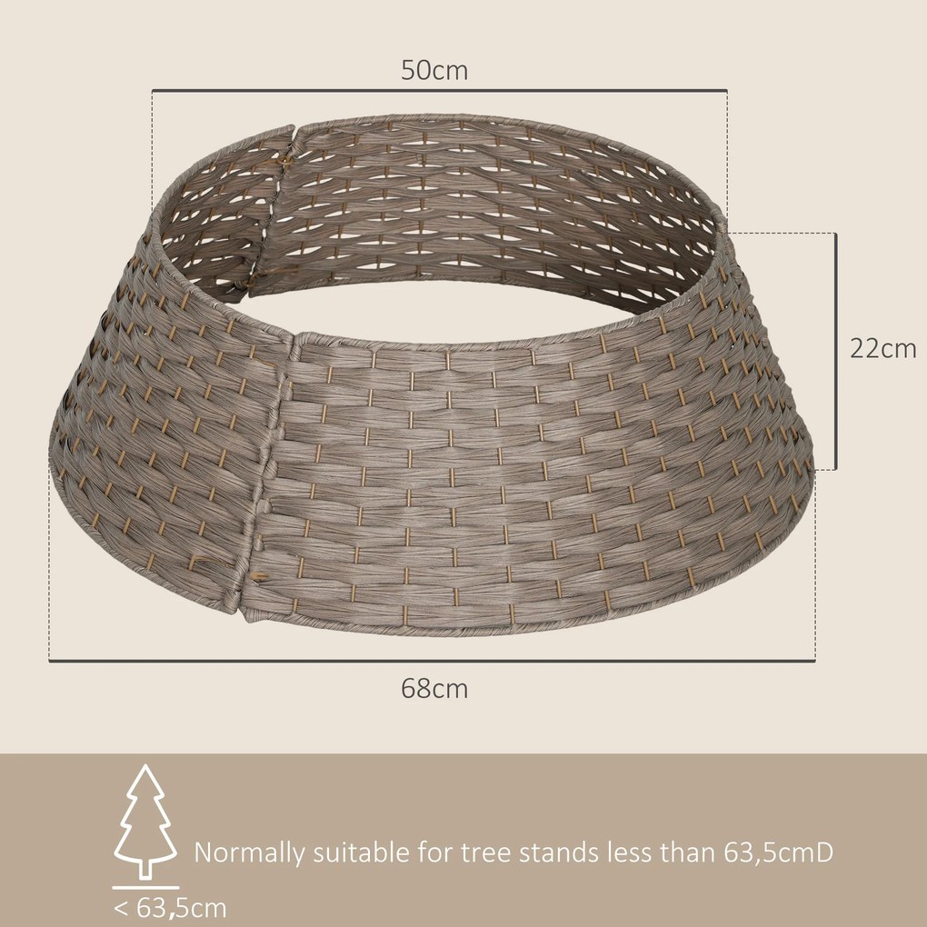 Saia para Árvore de Natal Rústica Entrançada, Cobre-Pé para Festas, Ø68x22 cm, Castanho
