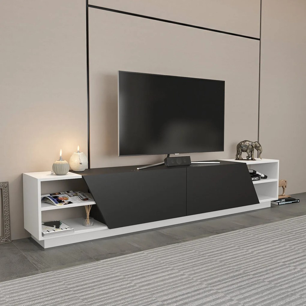 Móvel TV Rhodes – Branco e Antracite – 240 cm x 37,1 cm x 47,4 cm