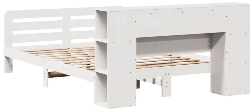 Cama sem colchão 120x200 cm madeira de pinho maciça branco