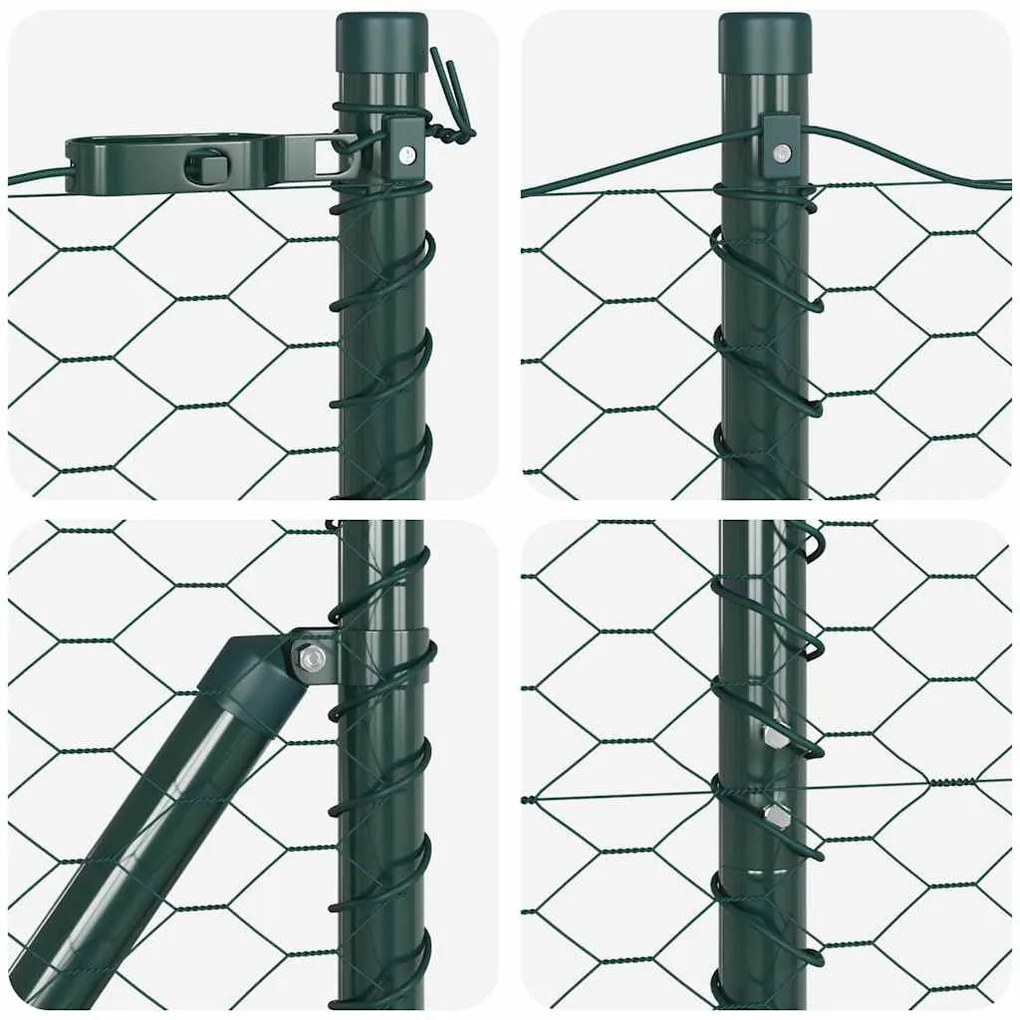 Conjunto de Cercas Conjunto de 2 Verde Metal 25m x 1.5m Durável