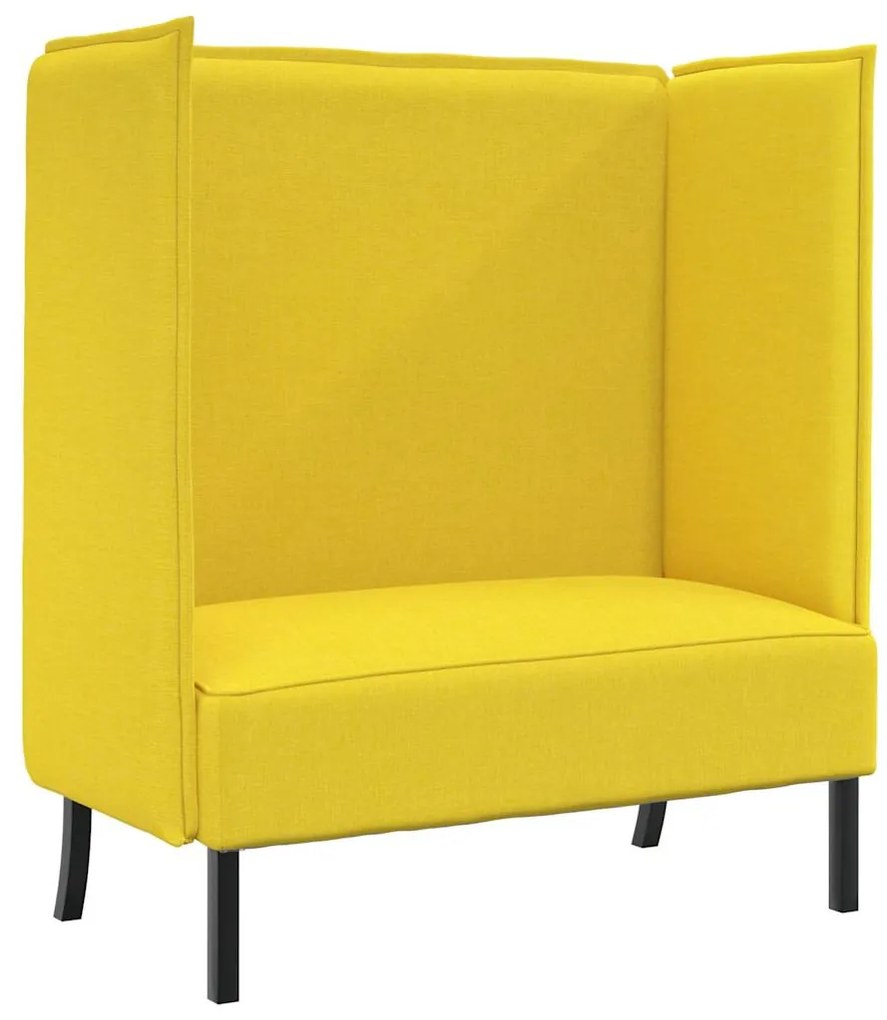 Sofá de Costas Altas Amarelo Claro 109x56x121 cm Tecido