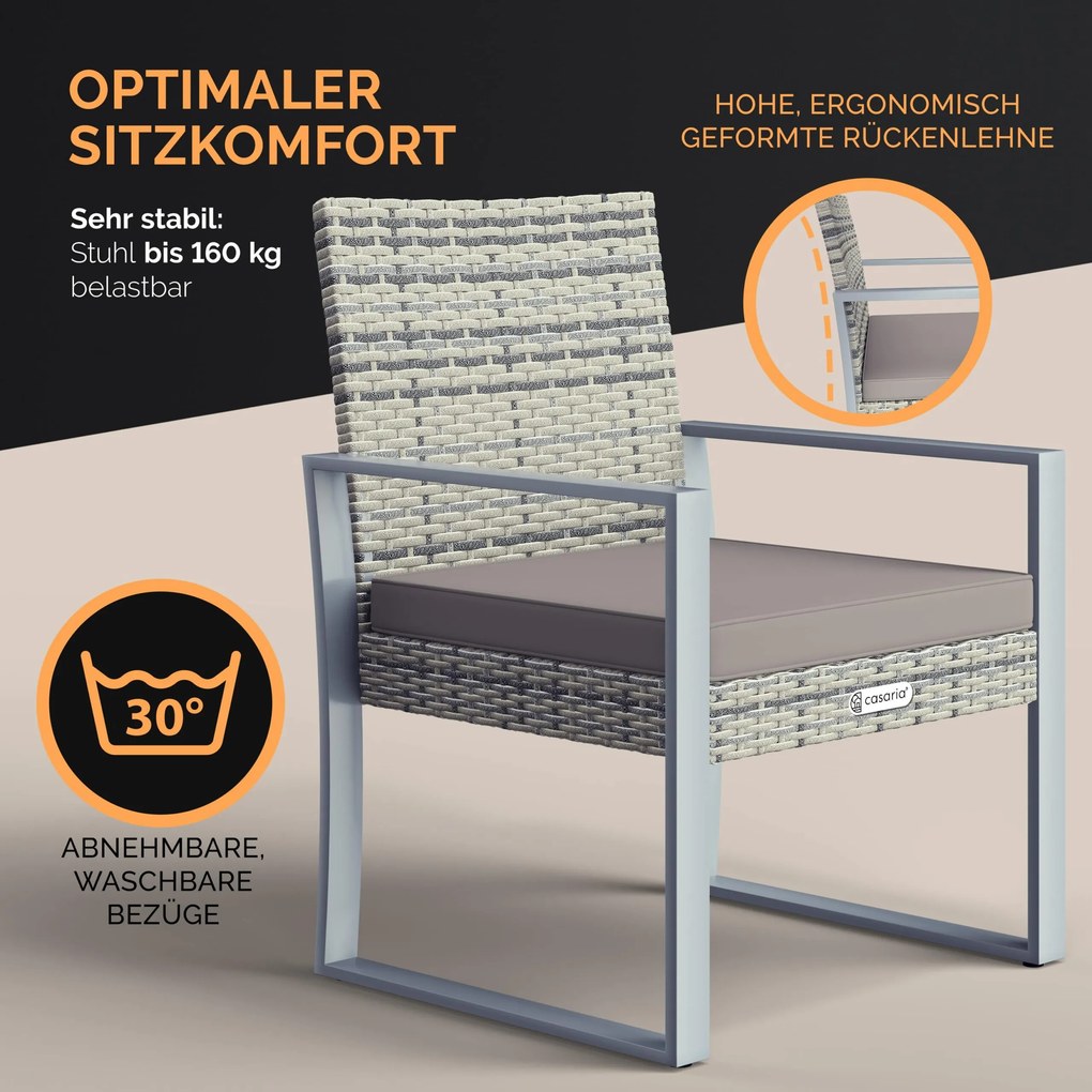 Conjunto de jardim Polyrattan 3 peças em WPC cinzento