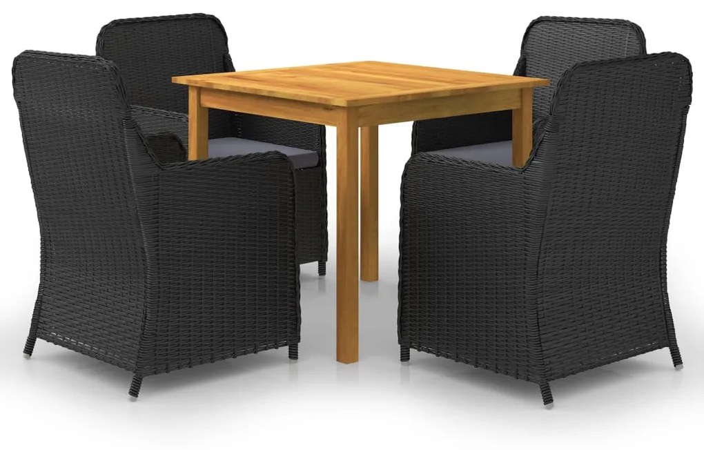 vidaXL 5 pcs conjunto de jantar para jardim preto