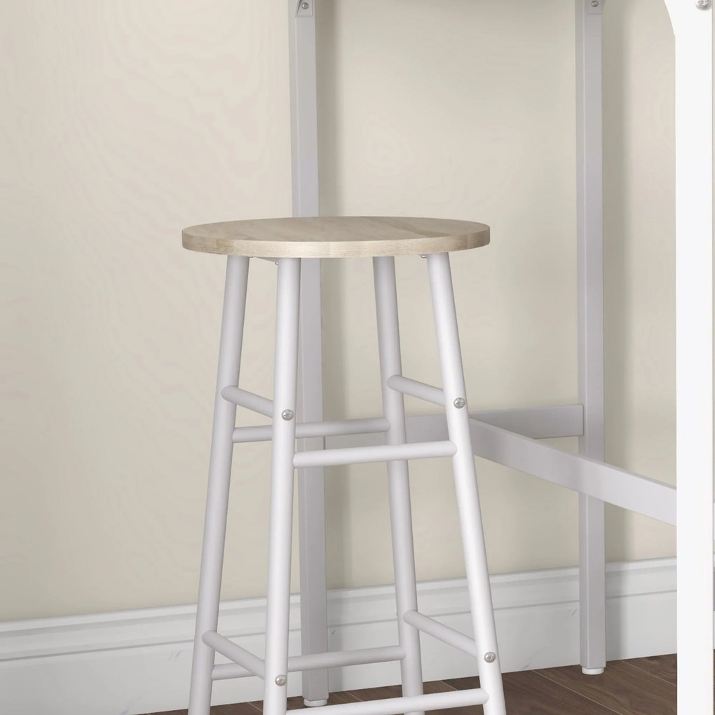 Conjunto de Mesa Alta de Bar com 2 Bancos Mesa Alta de Cozinha com Ban