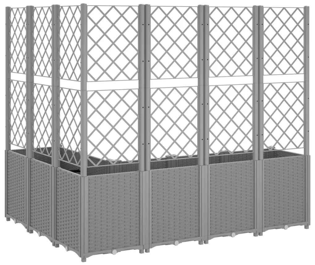 Vaso/floreira jardim c/ treliça 160x120x140 cm PP cinza-claro