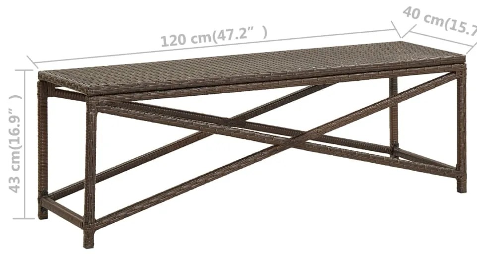 Banco de jardim 120 cm vime PE castanho