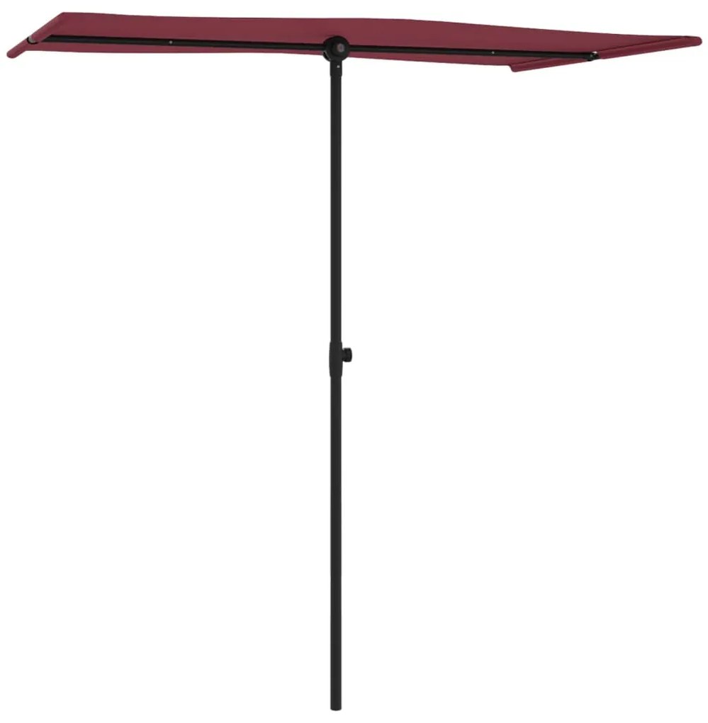 Guarda-sol de jardim com poste de alumínio 180x110 cm bordô