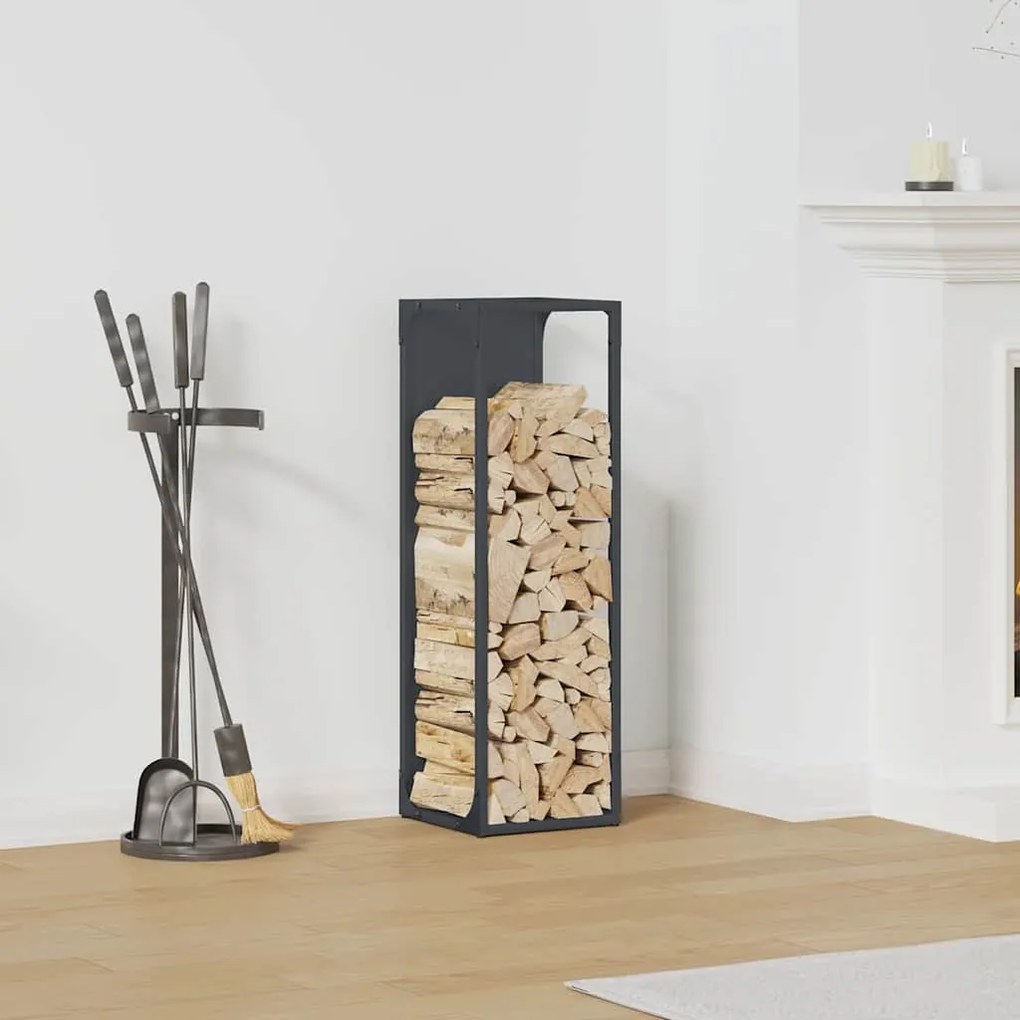 vidaXL Suporte para lenha 25x25x80 cm aço laminado a frio antracite