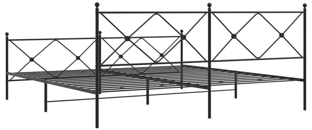 Estrutura de cama com cabeceira e pés 193x203 cm metal preto