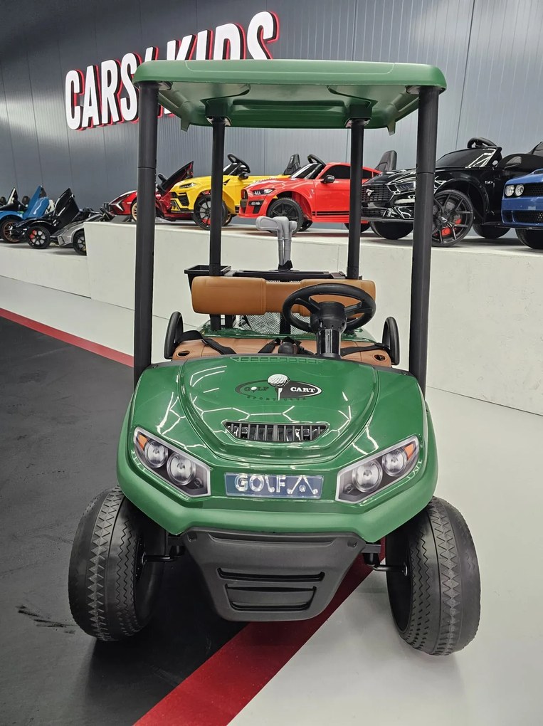 Carrinho Golf elétrico para crianças 24V, 2 lugares, Pneus EVA, assennto pele sintética Verde