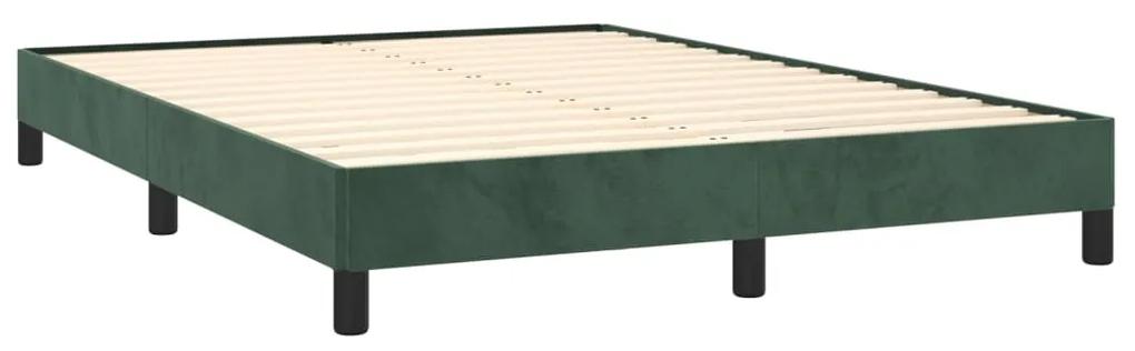 Estrutura de cama 140x200 cm veludo verde-escuro