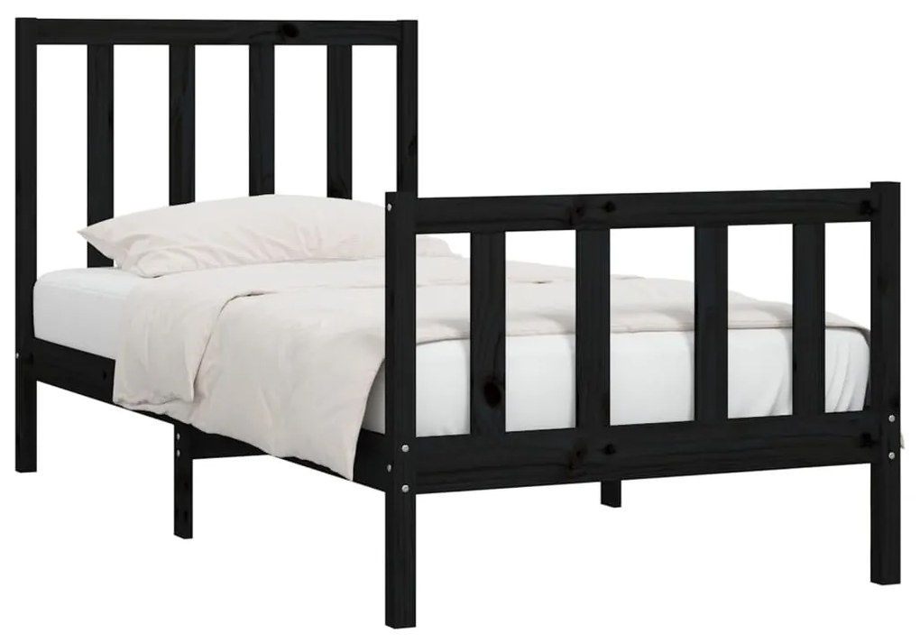Estrutura cama pequena solteiro 75x190 cm madeira maciça preto