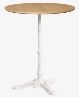 Mesa De Bar Redonda Em Mdf Azteca Ø60 Cm & Castanho Madeira Natural – Branco Glacial - Sklum