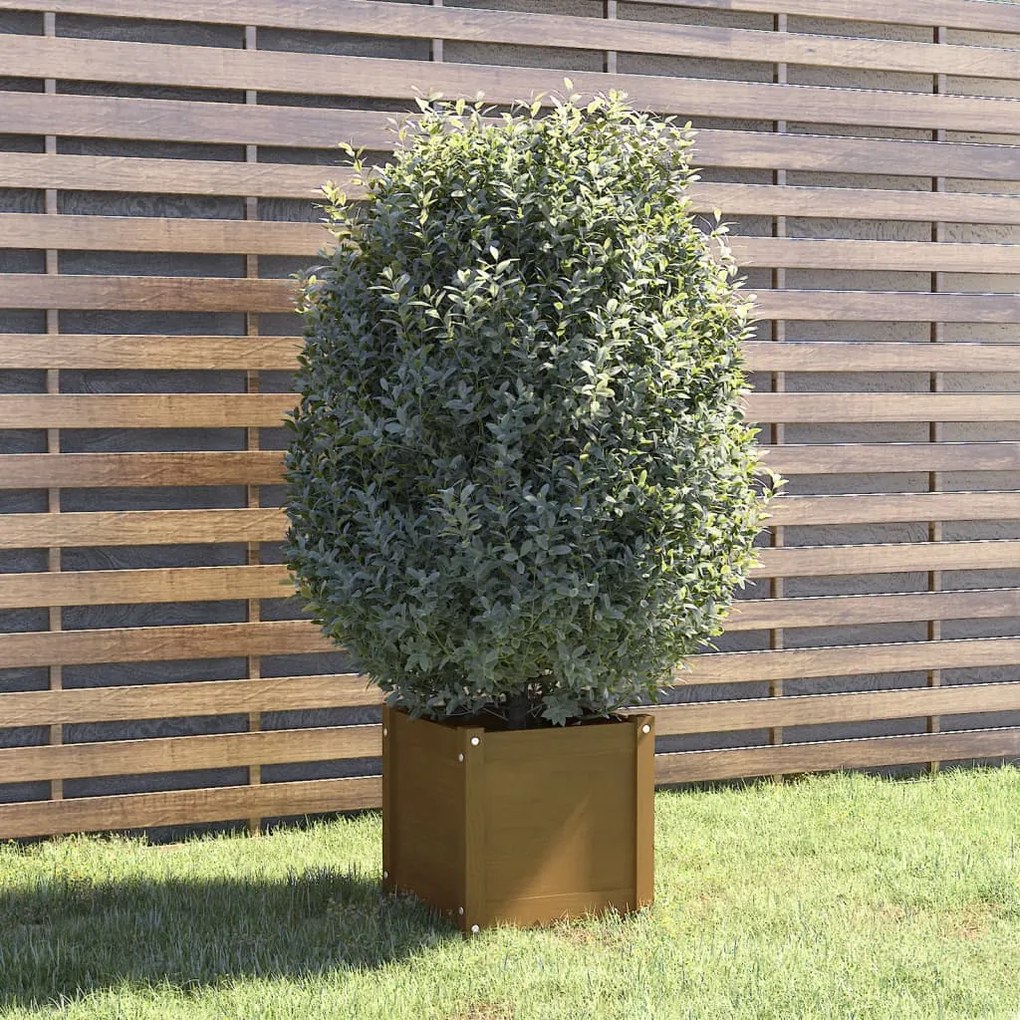 vidaXL Vaso de jardim 40x40x40 cm madeira de pinho maciça castanho