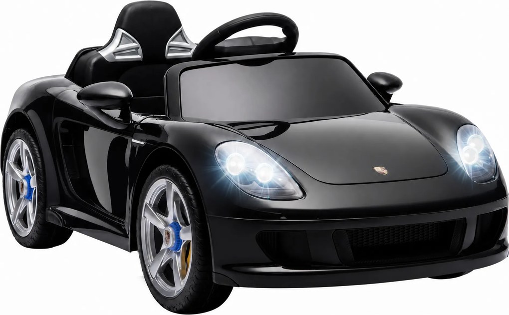 AIYAPLAY Carro Elétrico Infantil Porsche Carrera GT 12V com Controlo Remoto 2,4 GHz, 2 Motores e Arranque Suave, Preto | Aosom Portugal