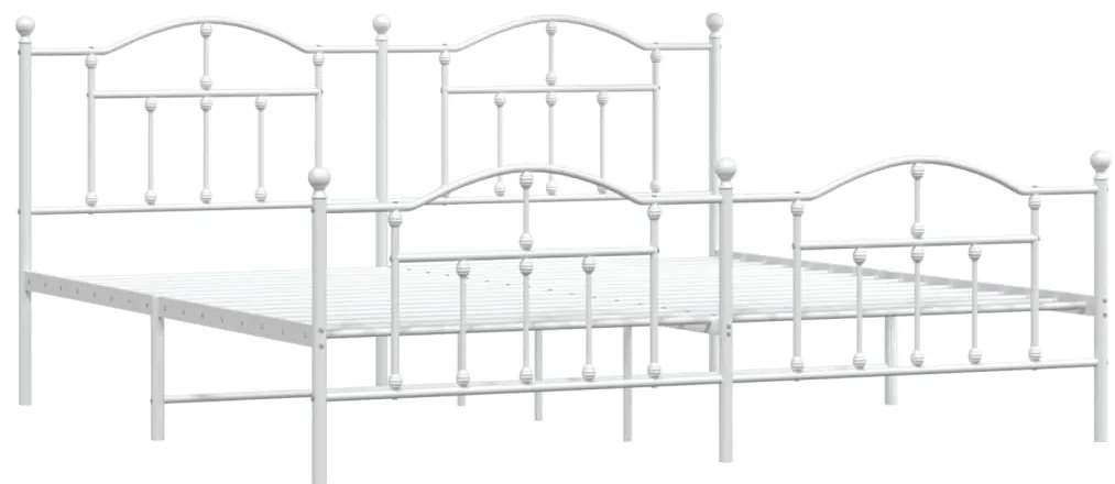 Estrutura de cama com cabeceira e pés 200x200 cm metal branco