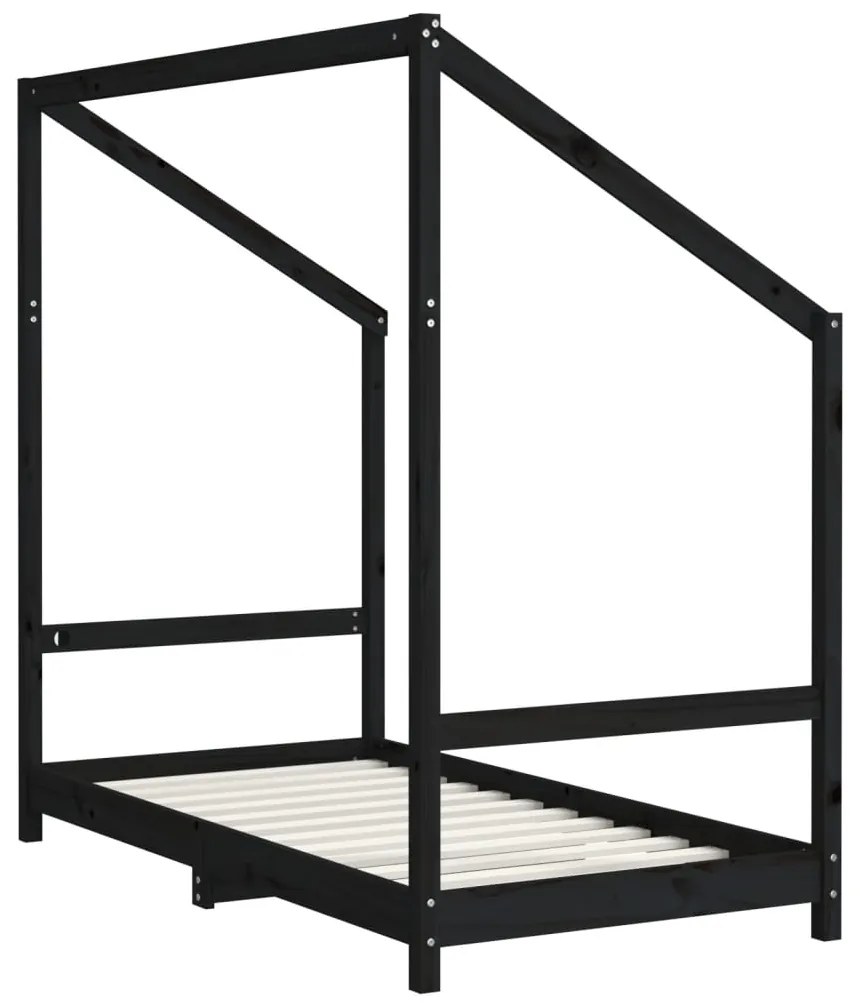 Estrutura de cama infantil 80x160 cm pinho maciço preto