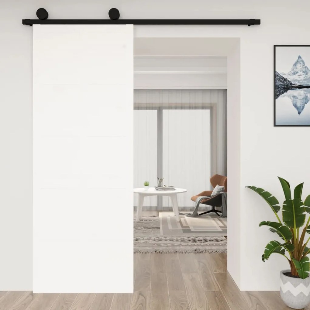 824629 vidaXL Porta de celeiro 80x1,8x214 cm madeira de pinho maciça branco
