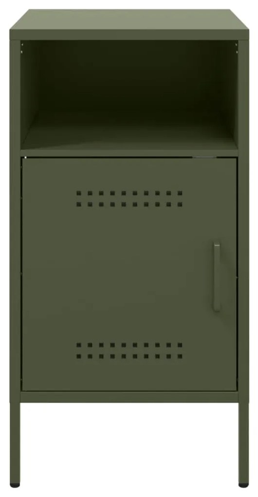 Mesa de cabeceira 36x39x68 cm aço verde-azeitona
