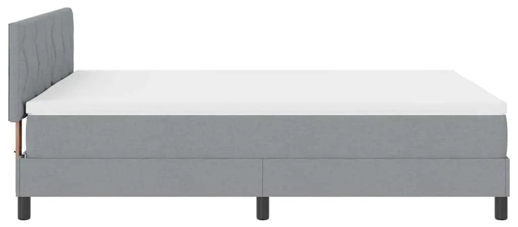 Cama Box Spring com Colchão &amp; LED Cinza Claro 140x200 cm Tecido