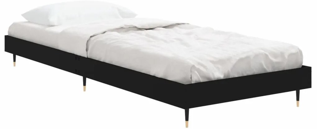 Estrutura de cama 75x190 cm derivados de madeira preto