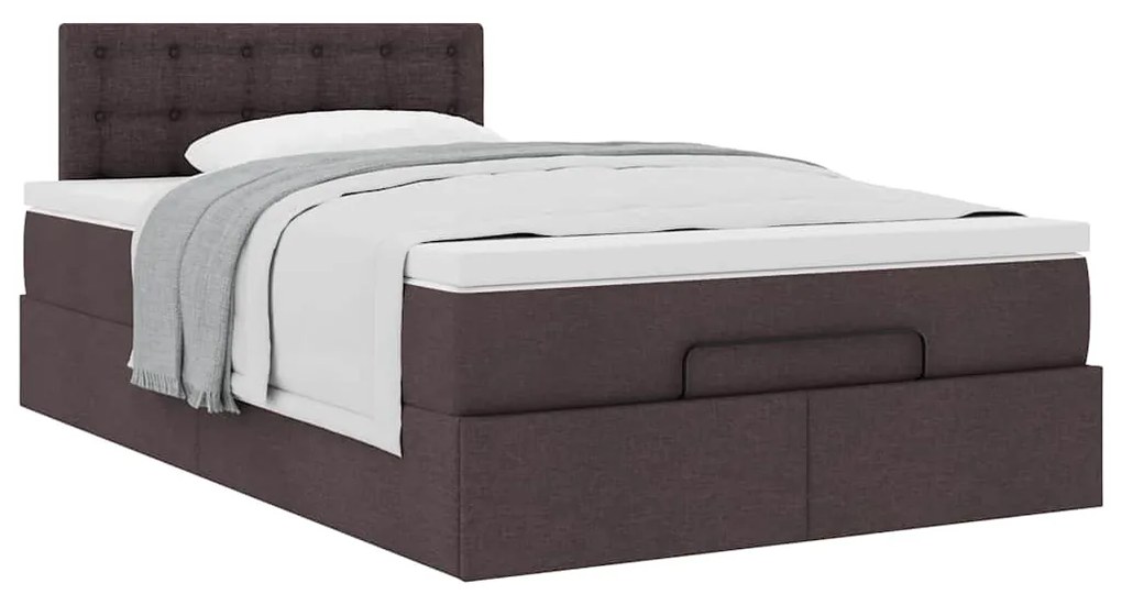Cama otomana com colchão 120x200 cm tecido castanho escuro