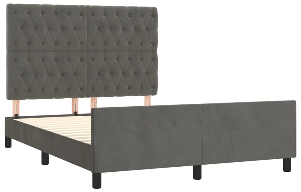 Estrutura de cama sem colchão 140x200 cm veludo cinzento-escuro