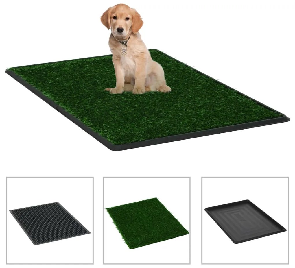 vidaXL WC animais estimação 2 pcs c/ bandeja e relva art. 76x51x3cm
