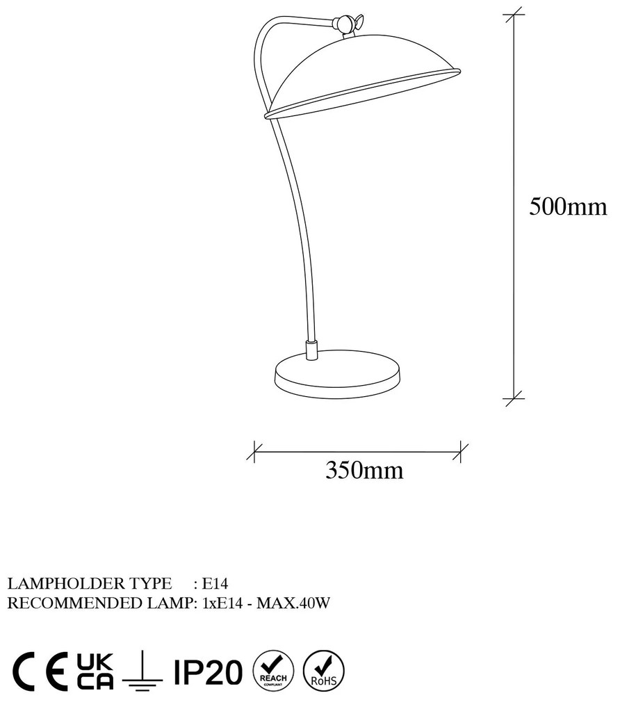 Candeeiro de Mesa Epika – Preto e Dourado – 35 x 27 x 50 cm