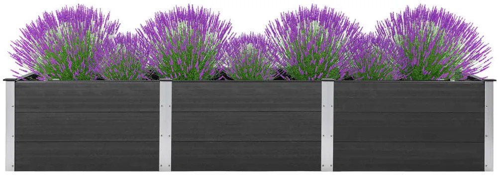 Canteiro de jardim elevado 300x100x54 cm WPC cinzento