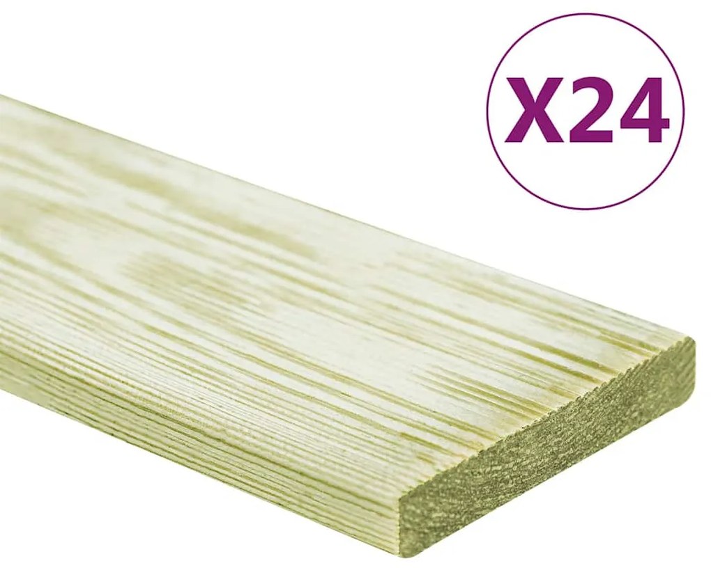 Tábuas de terraço 24 pcs 2,88 m² 1m pinho maciço impregnado