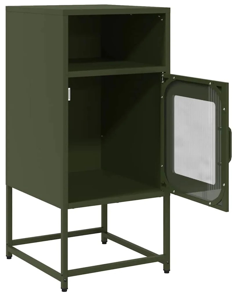 Mesa de cabeceira 36x39x78cm aço laminado a frio verde-azeitona