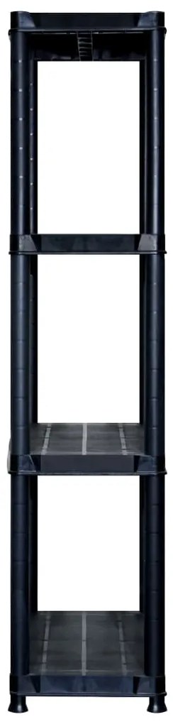 Unidade com 4 prateleiras 122x30,5x130 cm plástico preto