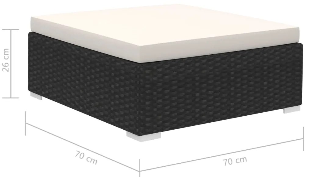 8 pcs conjunto lounge de jardim c/ almofadões vime PE preto