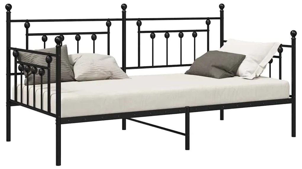 Estrutura de Cama Dia vidaXL Preta 107x203 cm Aço