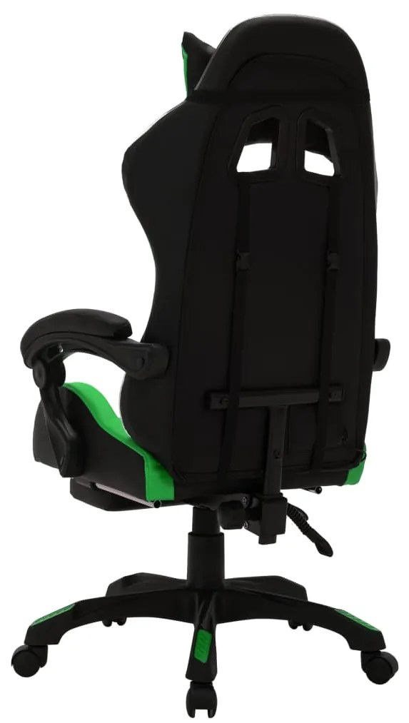 Cadeira estilo corrida luzes LED RGB couro artif. verde/preto