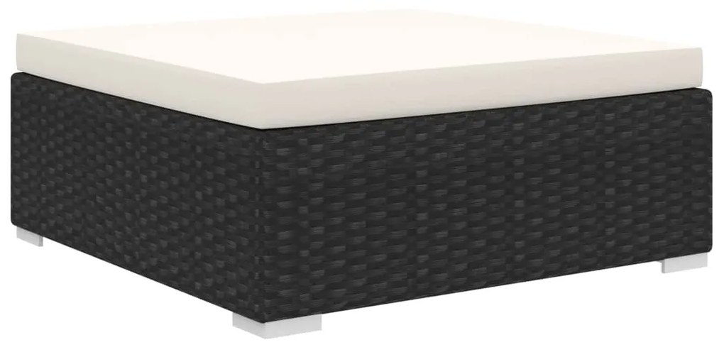 10 pcs conjunto lounge de jardim c/ almofadões vime PE preto