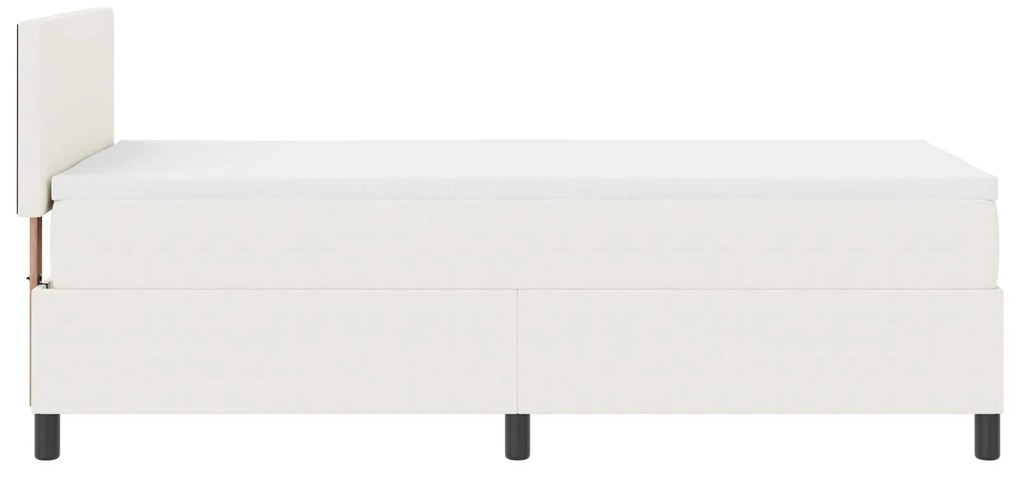 Cama Box com Colchão & LED Crema 100x200 cm em Tecido de Veludo