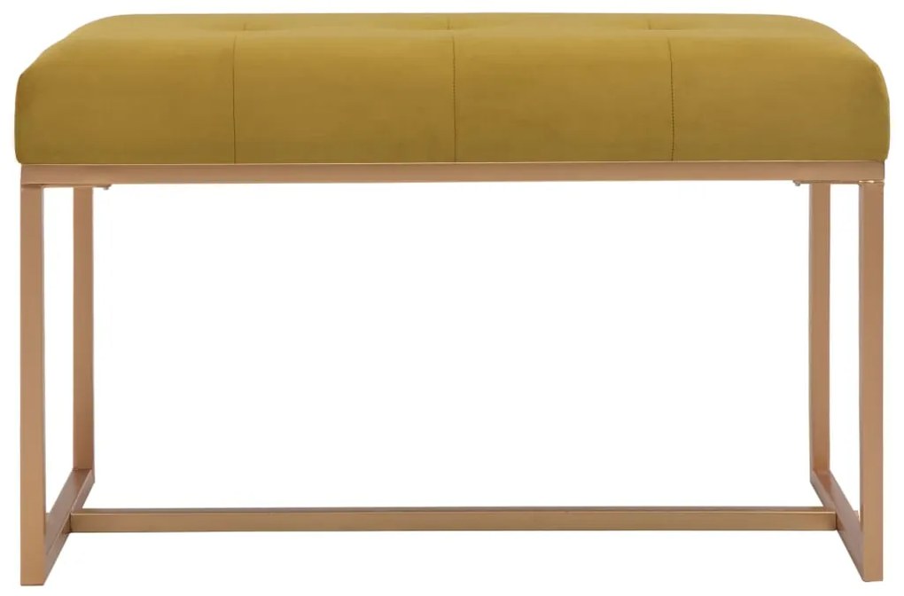 Banco Jean em Veludo e Pernas Douradas com 80cm - Mostarda - Design Mo